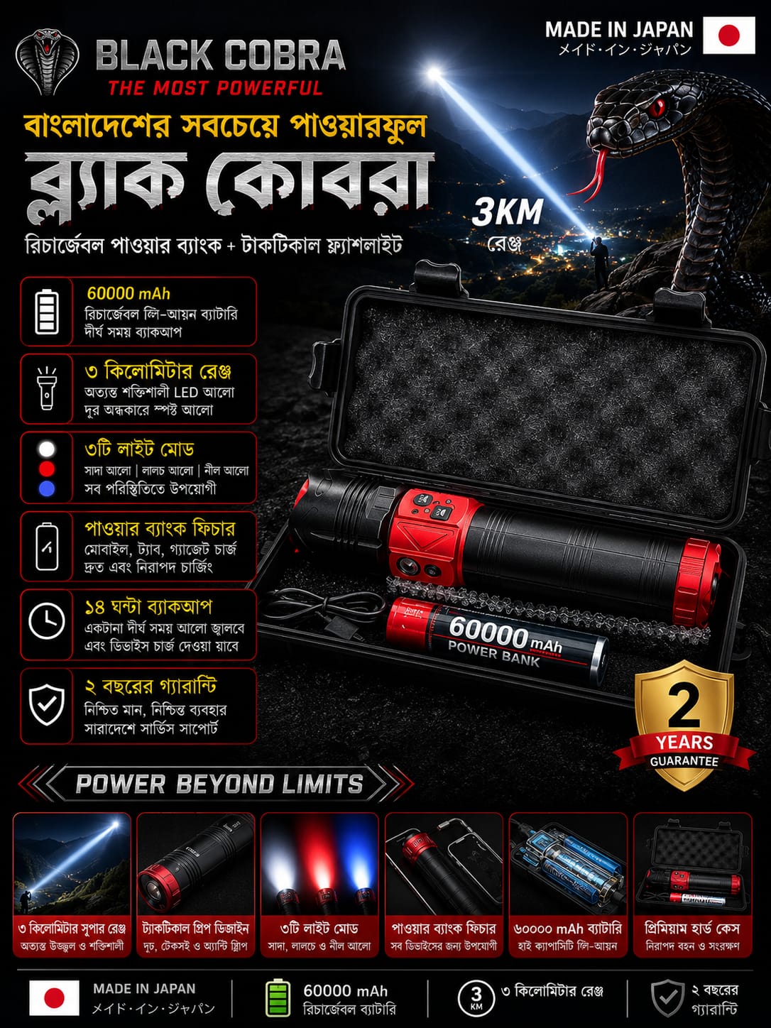 Black Cobra Power Flashlight